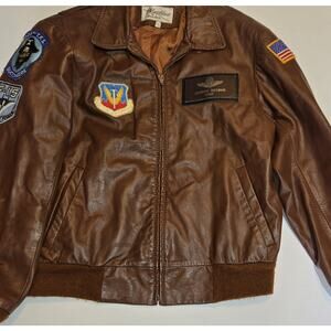 Excalibur USAF Leather Flight Jacket Size 40– Authentic Military Patches-Vintage